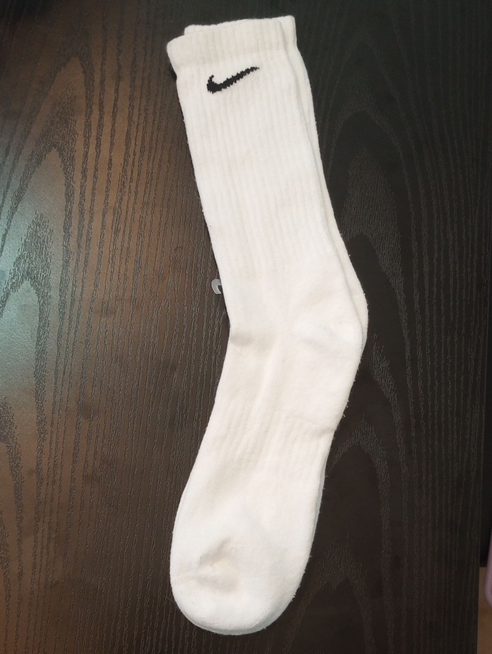 Nike White Crew Athletic Mid-calf Socks with Black Swoosh